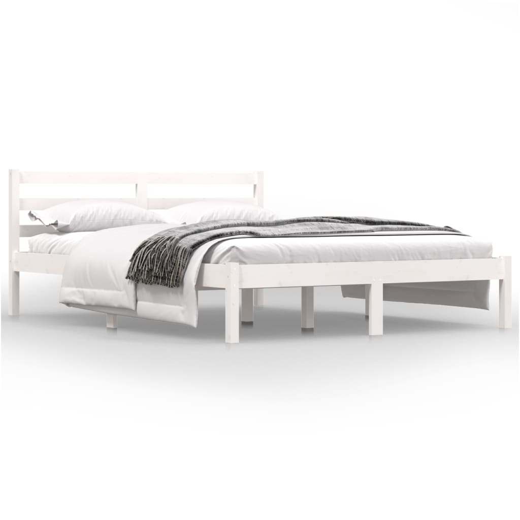 White Wooden Small Double Bed Frame 120x190cm - No Mattress Included