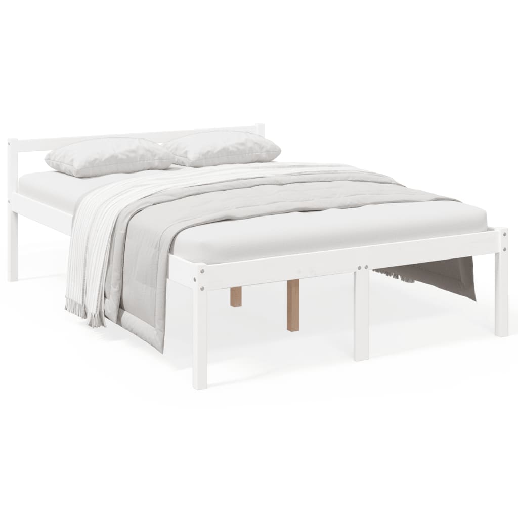 Elegant White Senior Bed Frame, No Mattress, 135x190cm Double