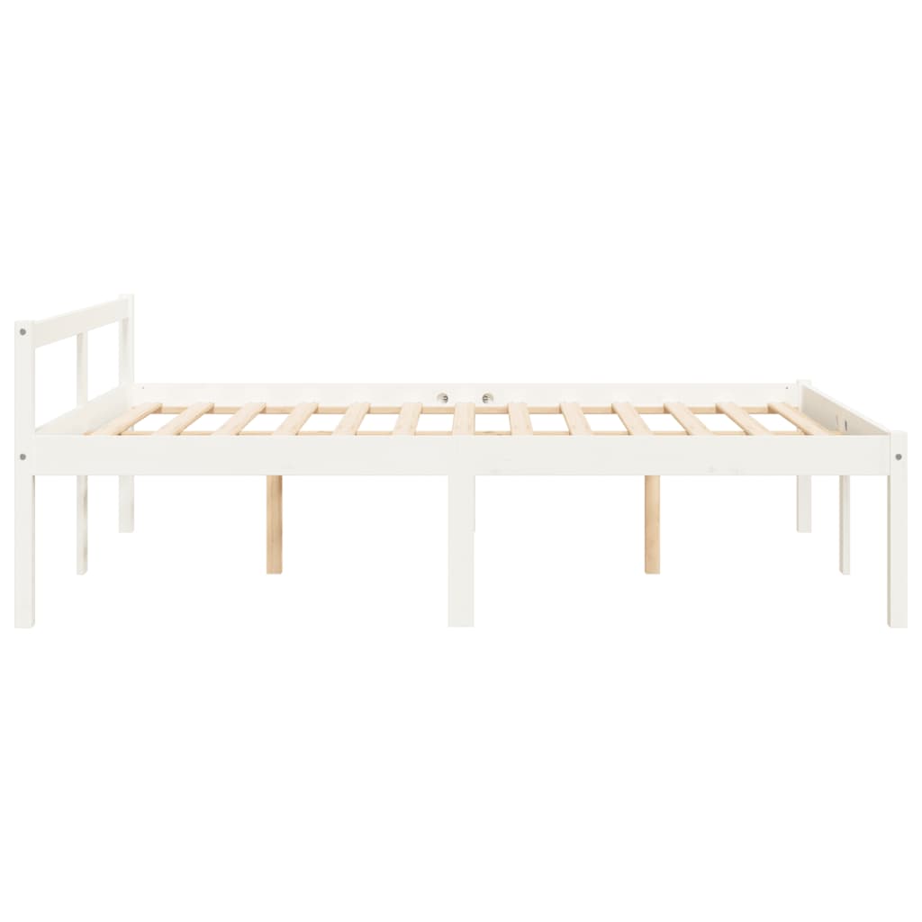 Elegant White Senior Bed Frame, No Mattress, 135x190cm Double
