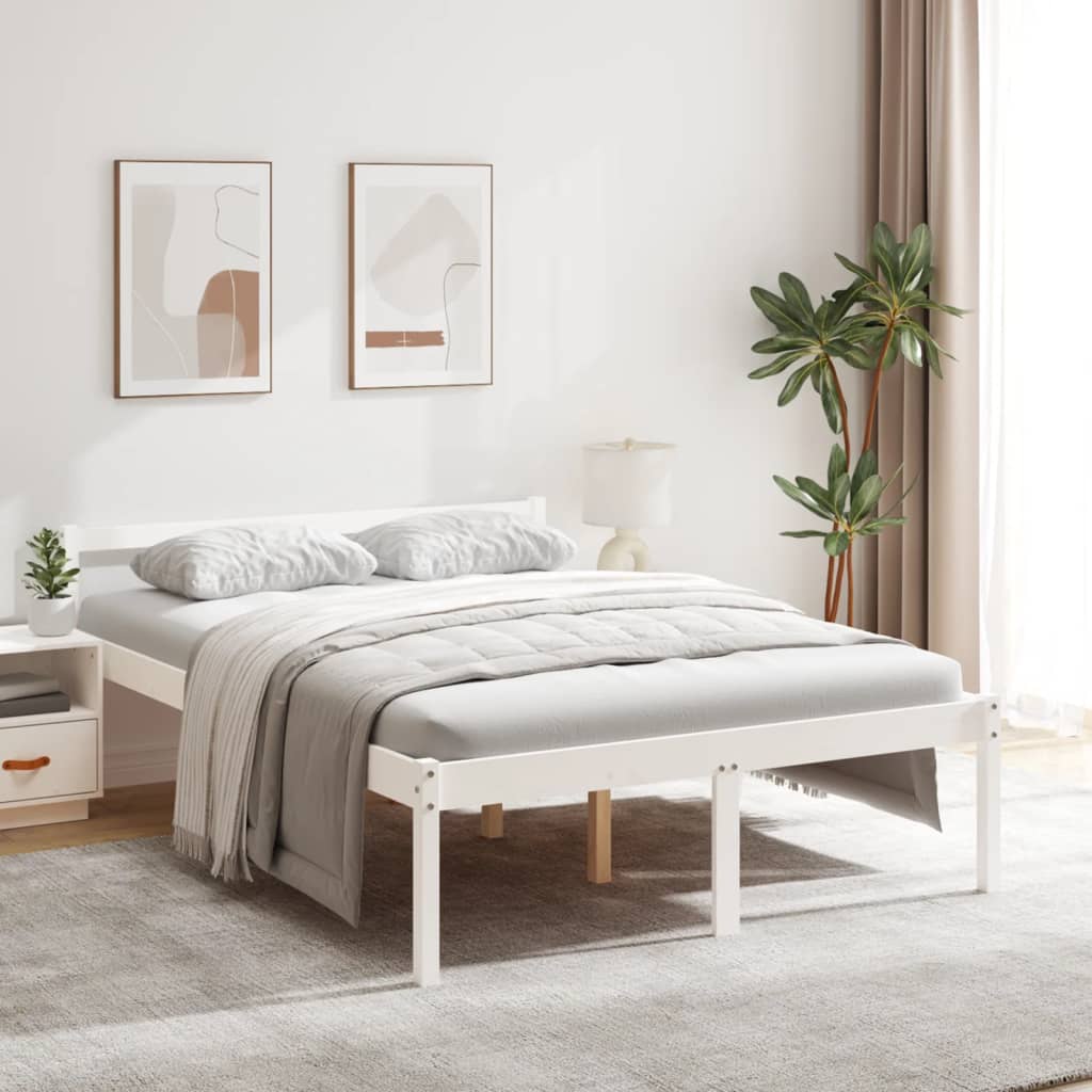 Elegant White Senior Bed Frame, No Mattress, 135x190cm Double