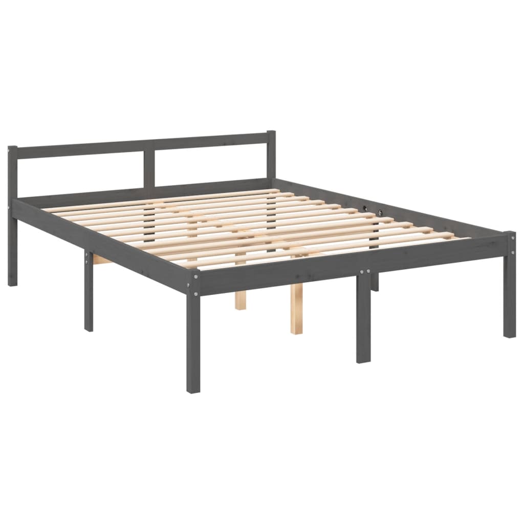 Stylish Grey Wood King Size Senior Bed Frame 150x200cm