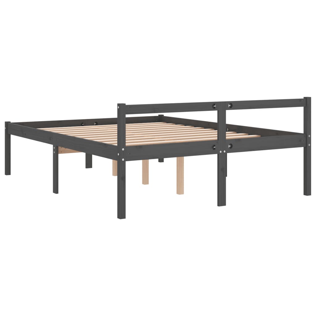 Stylish Grey Wood King Size Senior Bed Frame 150x200cm