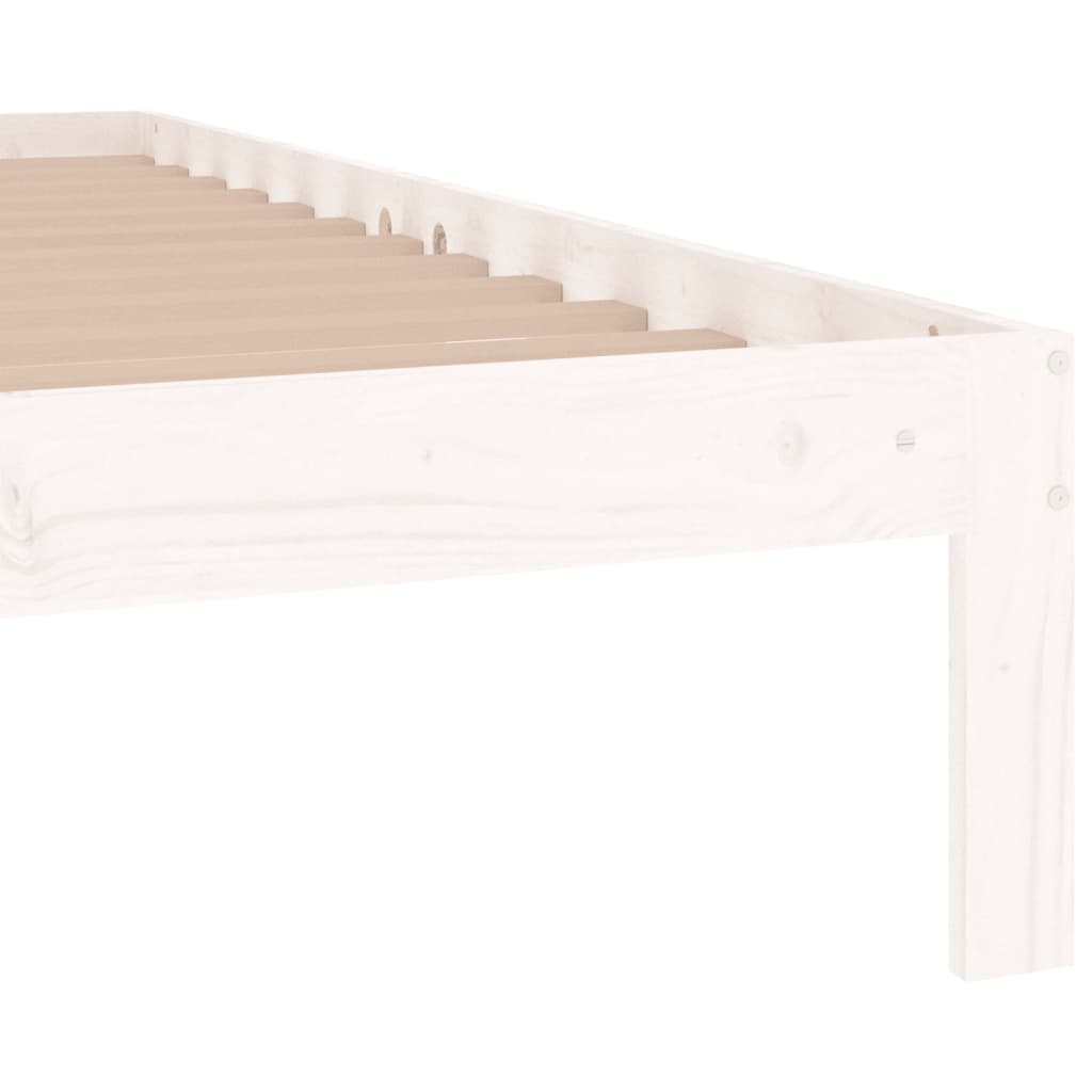 White Wooden Small Single Bed Frame 75x190cm (Mattress Not Included)