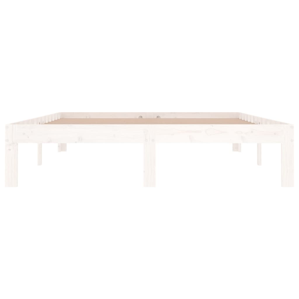 Elegant White Wooden Bed Frame - Double 135x190cm, No Mattress Included