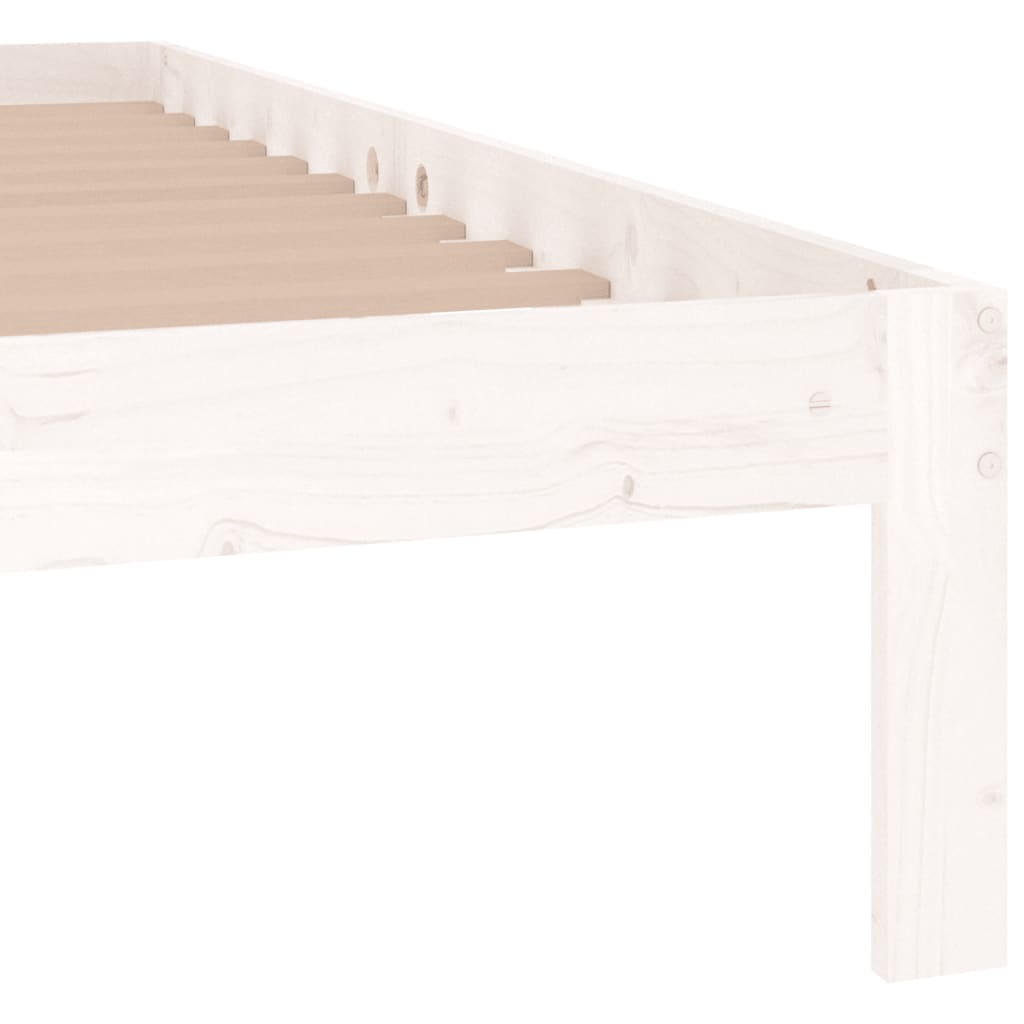 White Solid Pine Wood Bed Frame 140x190cm (No Mattress)