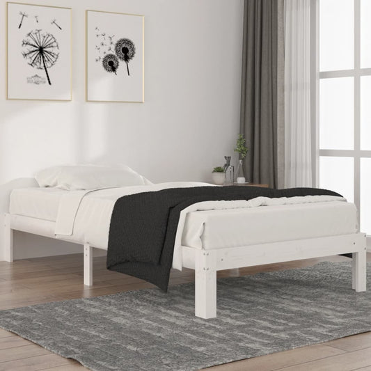 White Solid Wood Pine Bed Frame 100x200cm - No Mattress Included