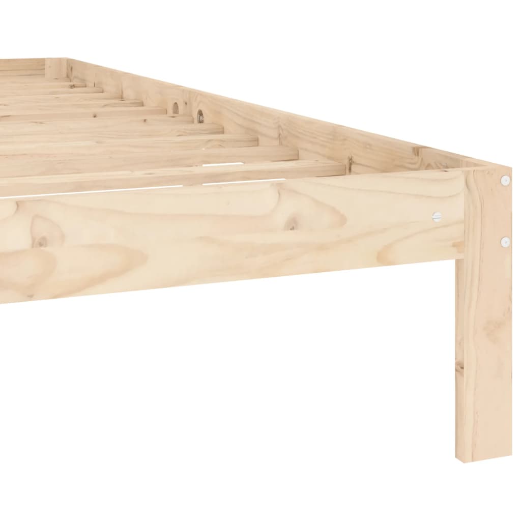 Solid Pine Wood Bed Frame - No Mattress, 140x200cm, Natural Finish