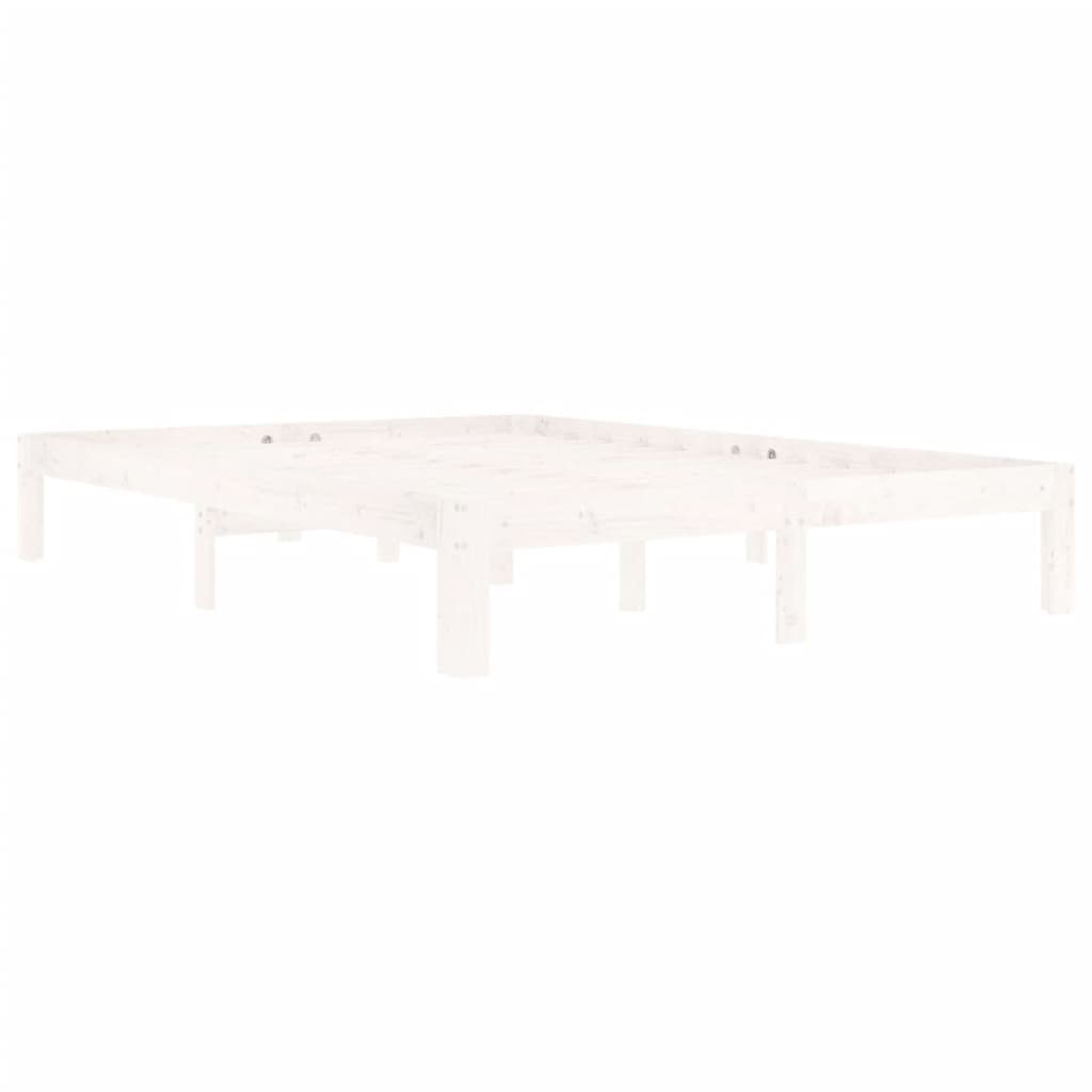 White Solid Pine Wood Bed Frame 140x200cm - No Mattress Included