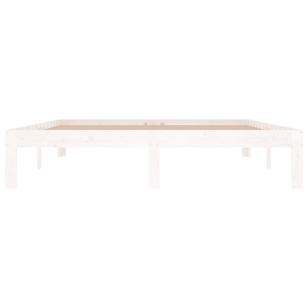 White Solid Wood King Size Bed Frame - 150x200cm (No Mattress)
