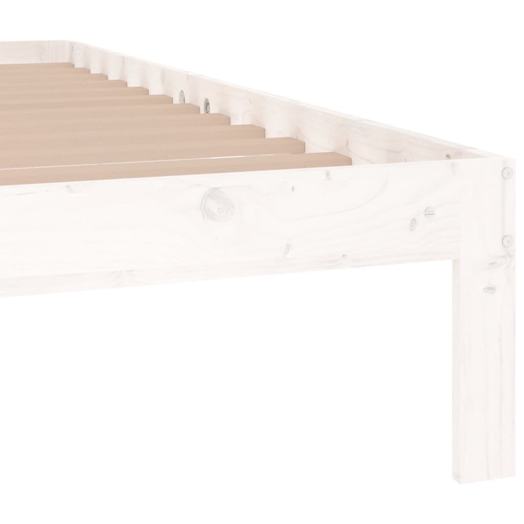 White Solid Wood King Size Bed Frame - 150x200cm (No Mattress)