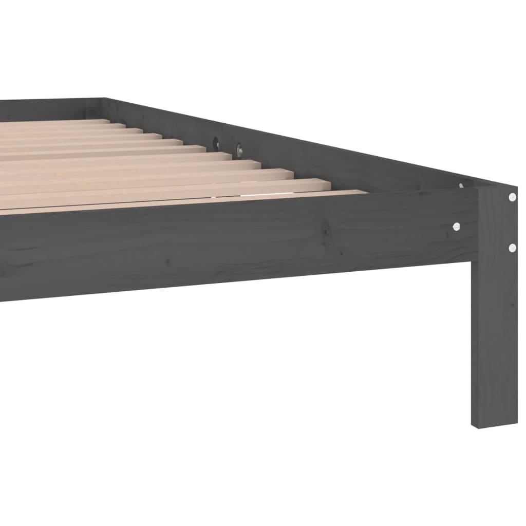 Solid Wood Pine Grey Bed Frame 200x200cm - Mattress Not Included