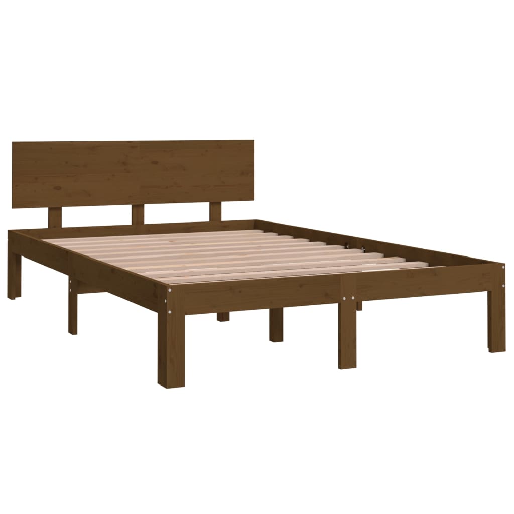 Honey Brown Wood Bed Frame 120x190cm Small Double No Mattress