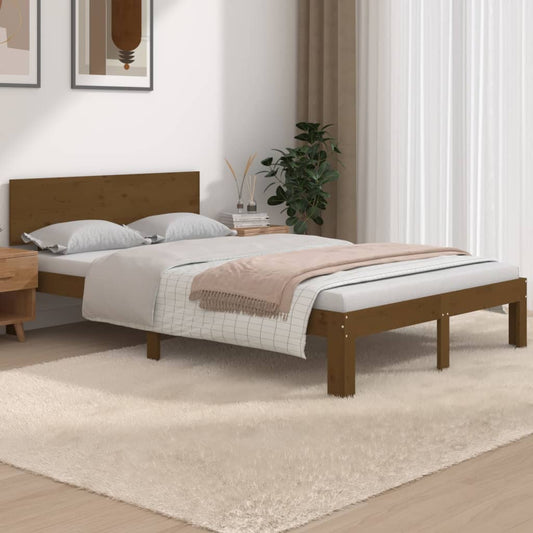 Honey Brown Wood Bed Frame 120x190cm Small Double No Mattress