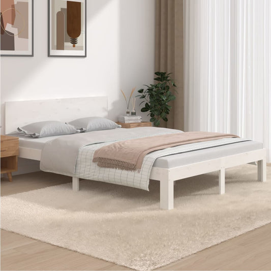 White Double Bed Frame 135x190cm | Sturdy Metal Finish