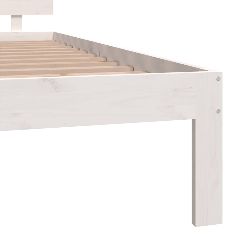White Solid Pine Wood Bed Frame 140x200cm - No Mattress Included