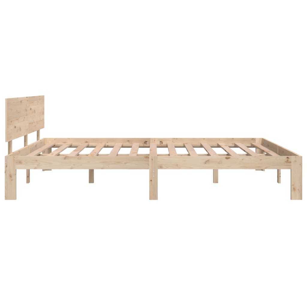 Solid Pine Wood Bed Frame 160x200cm - Natural Finish