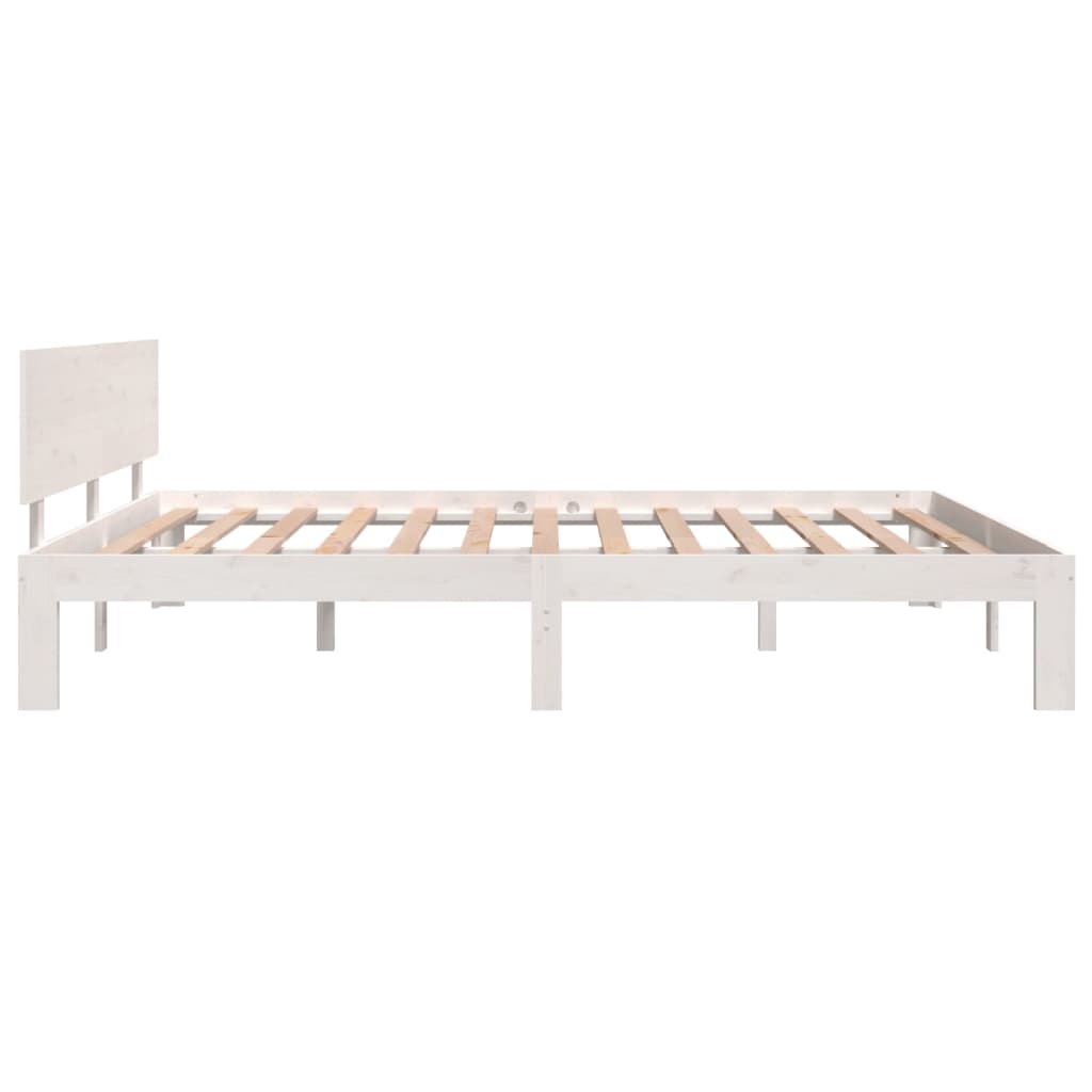 White Solid Pine Wood Bed Frame 160x200cm - No Mattress Included