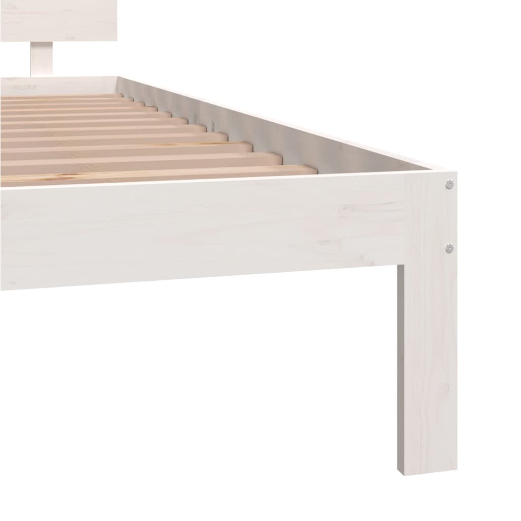 White Solid Pine Wood Bed Frame 200x200cm - No Mattress Included