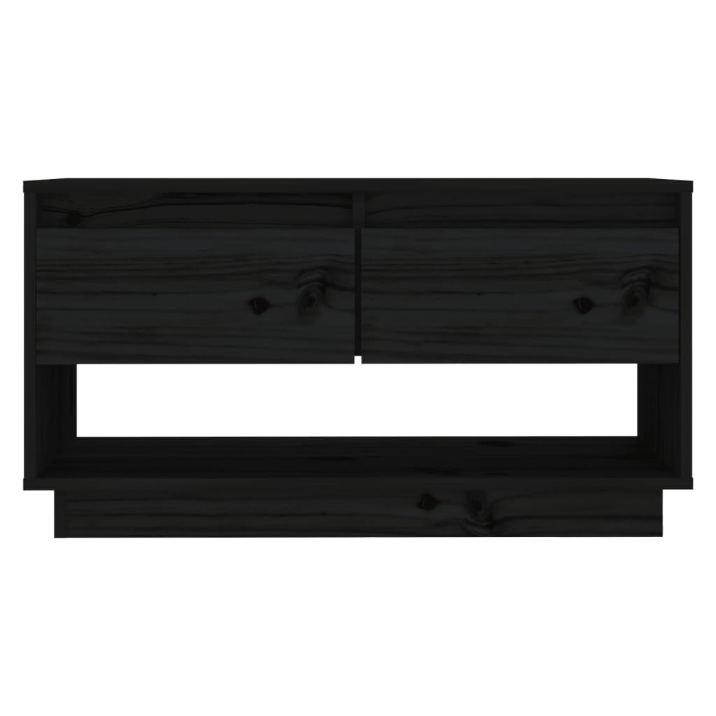 TV Cabinet Black 74x34x40 cm Solid Wood Pine