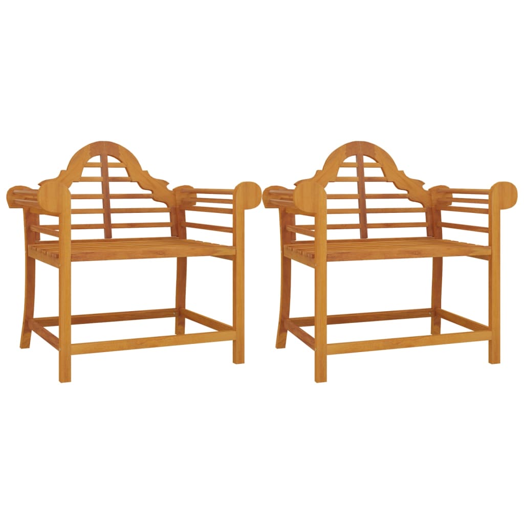Solid Wood Teak Garden Chairs Set - 2 Pieces, 91x62x94 cm