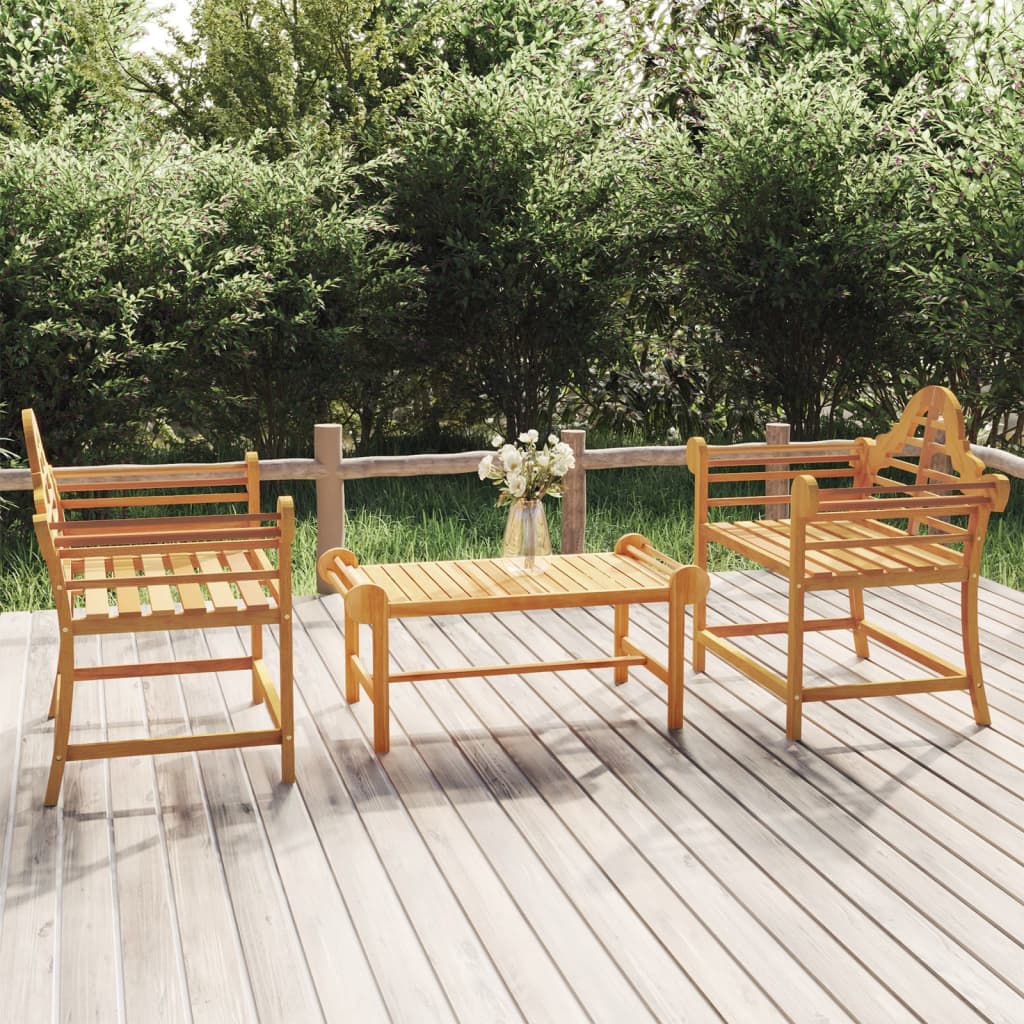 Solid Wood Teak Garden Chairs Set - 2 Pieces, 91x62x94 cm