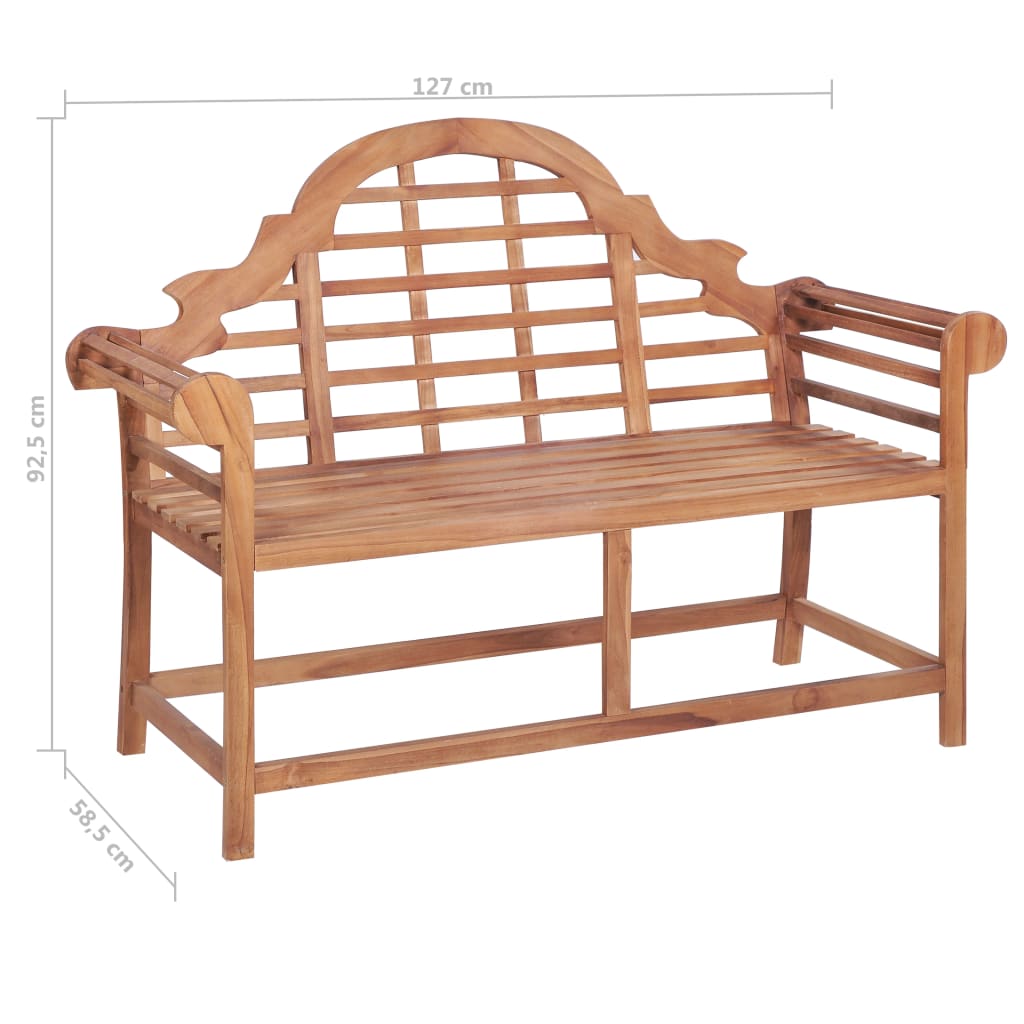 Solid Teak Garden Bench 127x58.5x92.5 cm - Durable Outdoor Seating