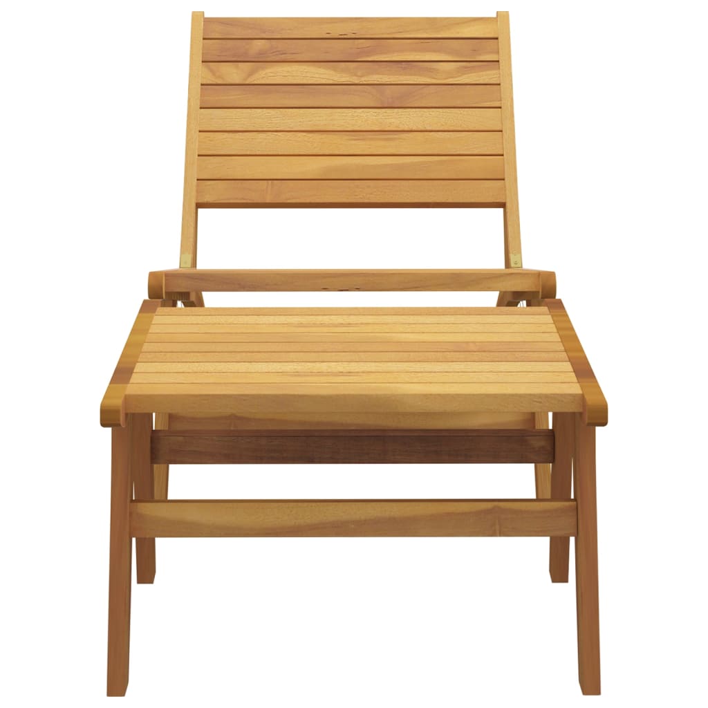 Teak Solid Wood Garden Chair with Footrest - Outdoor Comfort