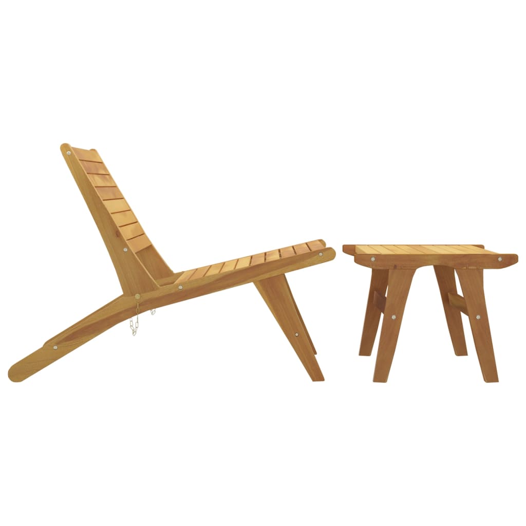 Teak Solid Wood Garden Chair with Footrest - Outdoor Comfort