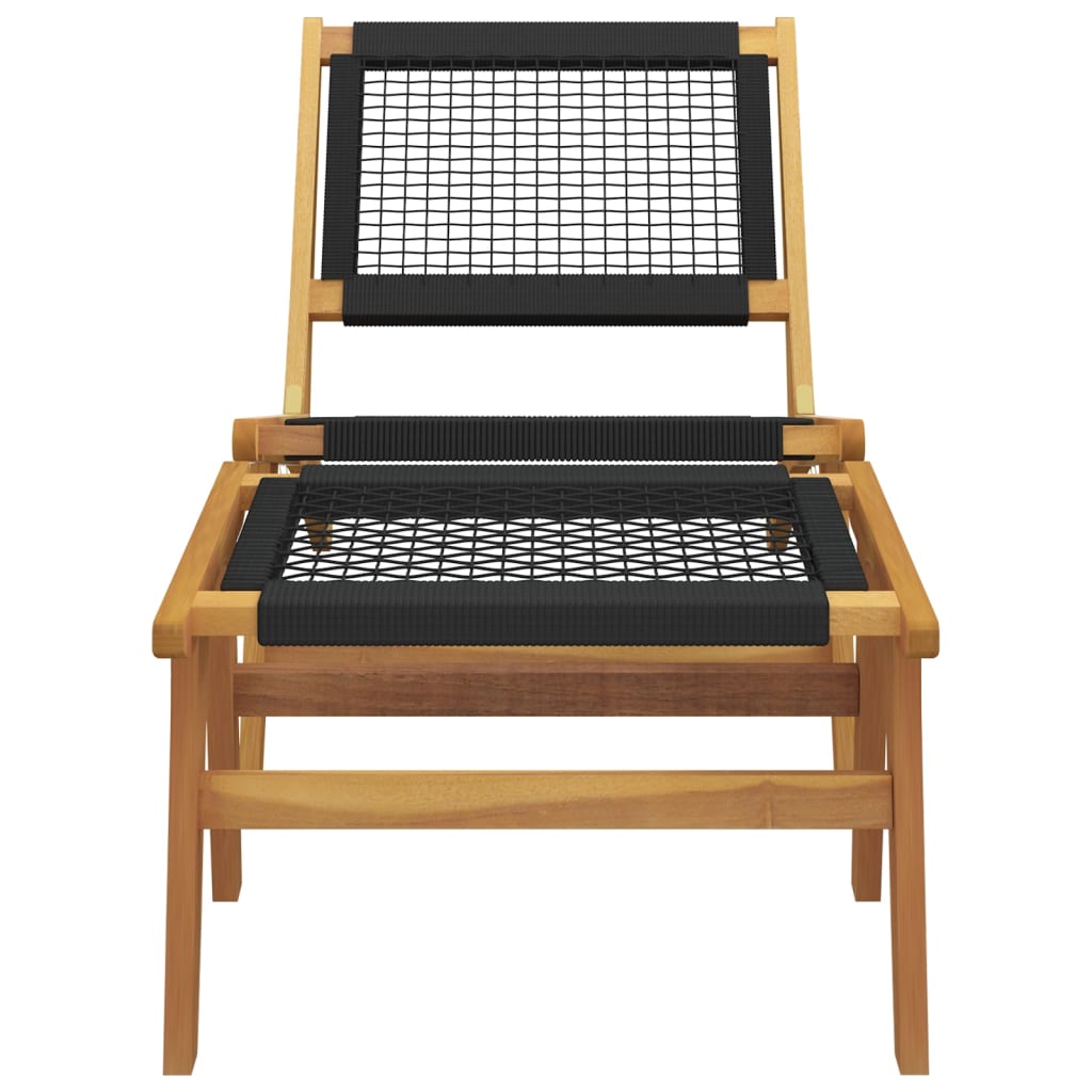 Teak Wood & Polyester Garden Chair with Footrest - Solid & Stylish