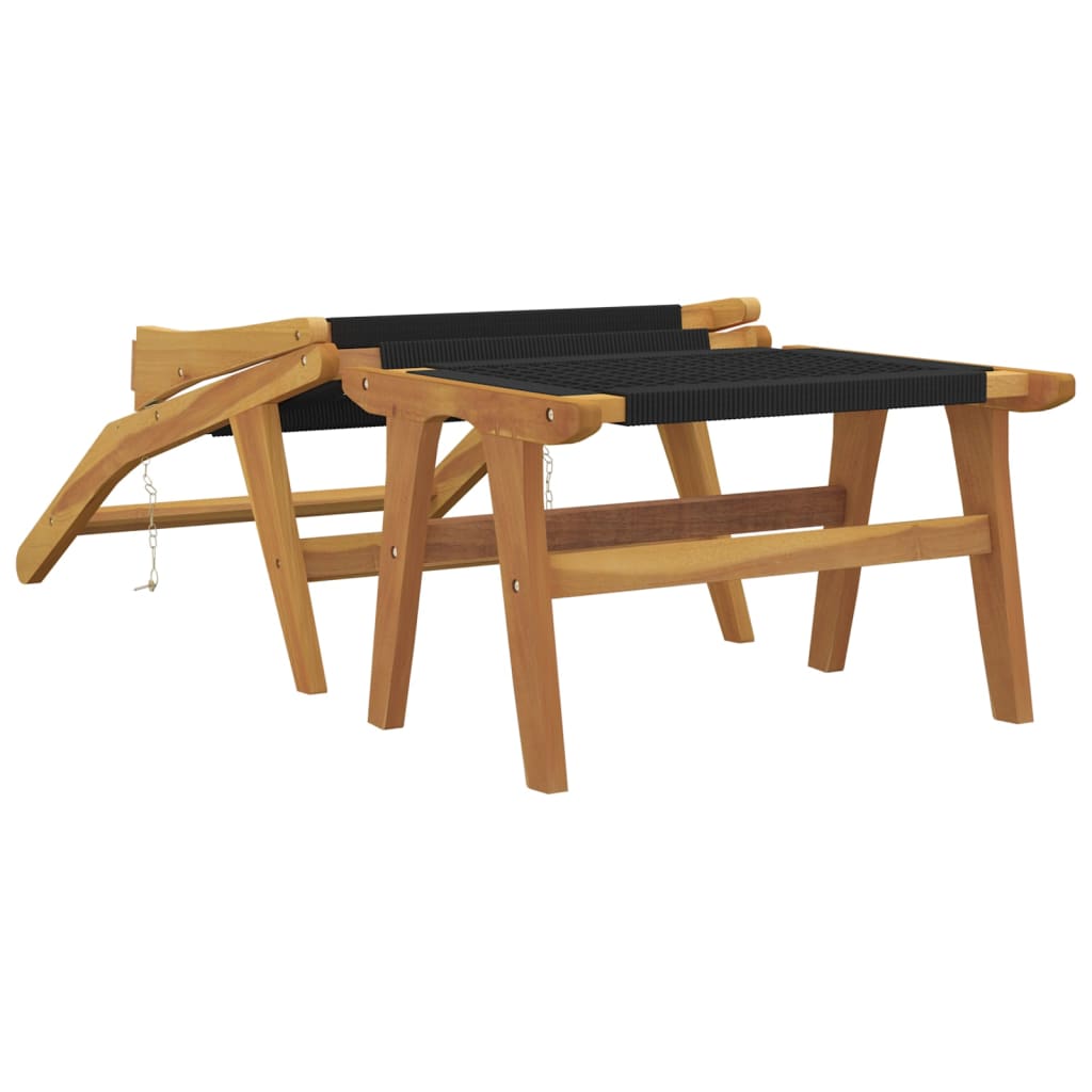 Teak Wood & Polyester Garden Chair with Footrest - Solid & Stylish