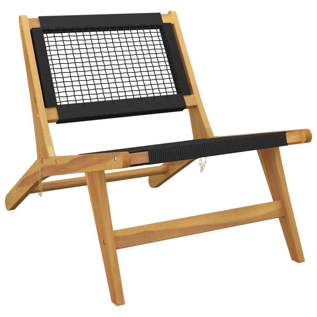 Teak Wood & Polyester Garden Chair with Footrest - Solid & Stylish