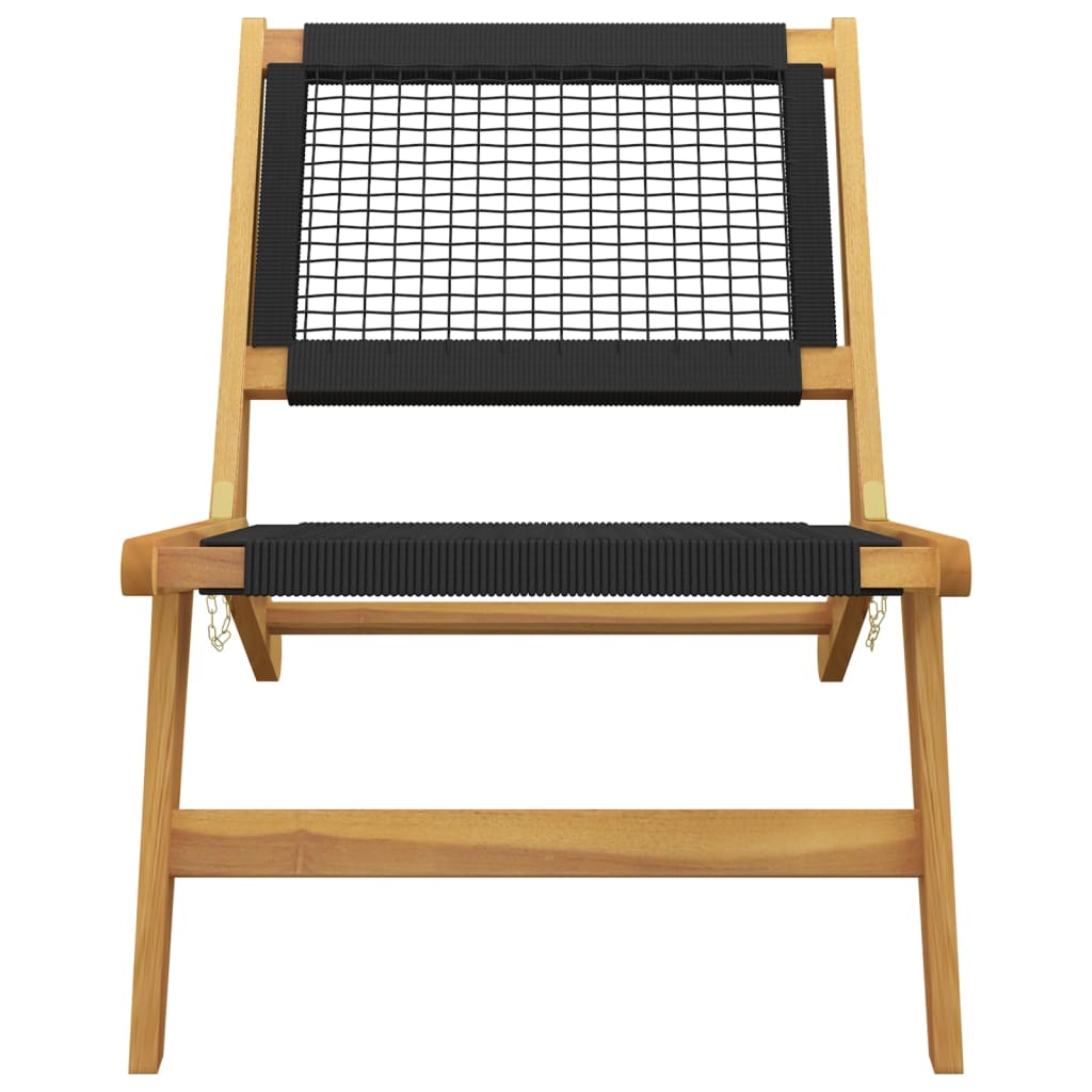 Teak Wood & Polyester Garden Chair with Footrest - Solid & Stylish
