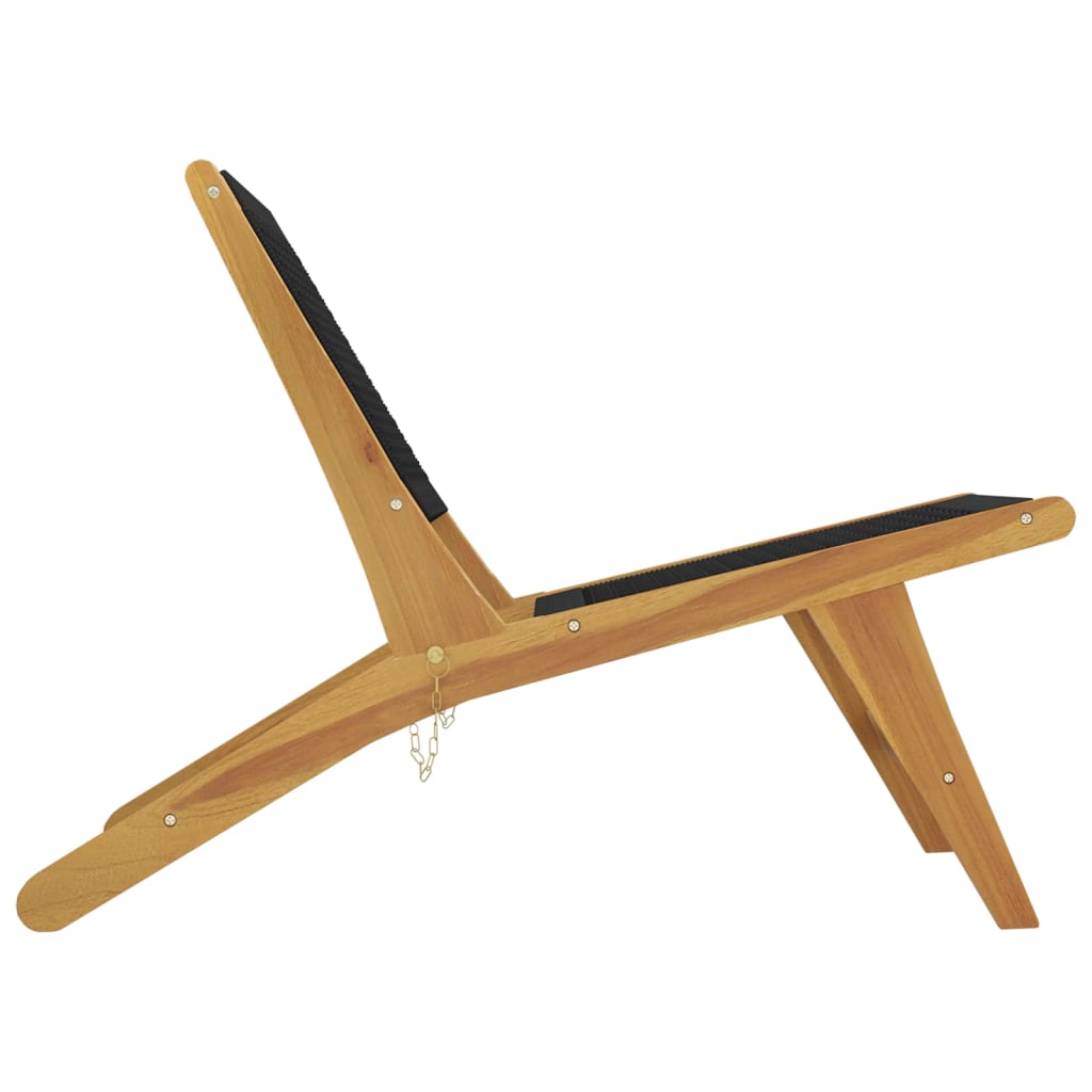 Teak Wood & Polyester Garden Chair with Footrest - Solid & Stylish