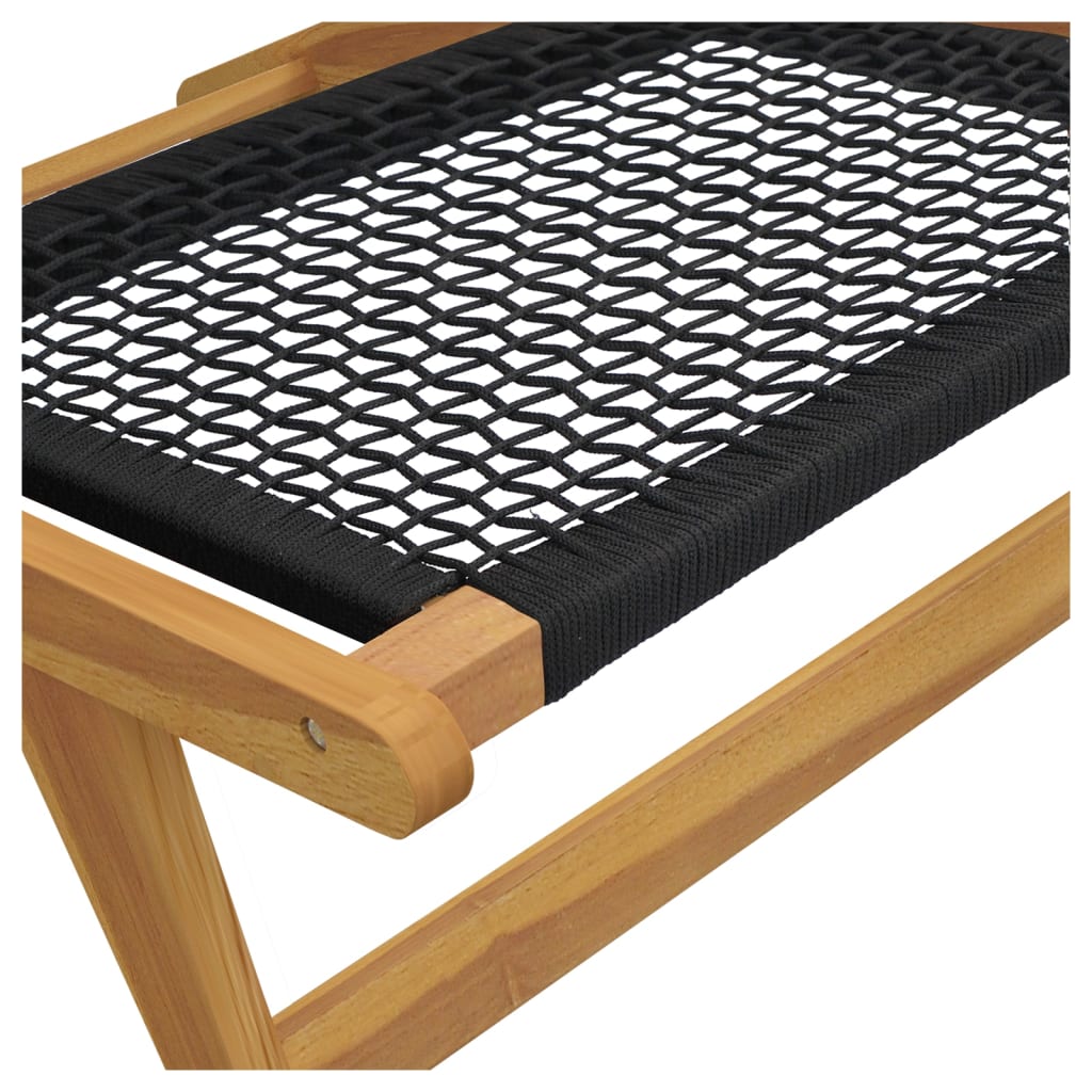 Teak Wood & Polyester Garden Chair with Footrest - Solid & Stylish