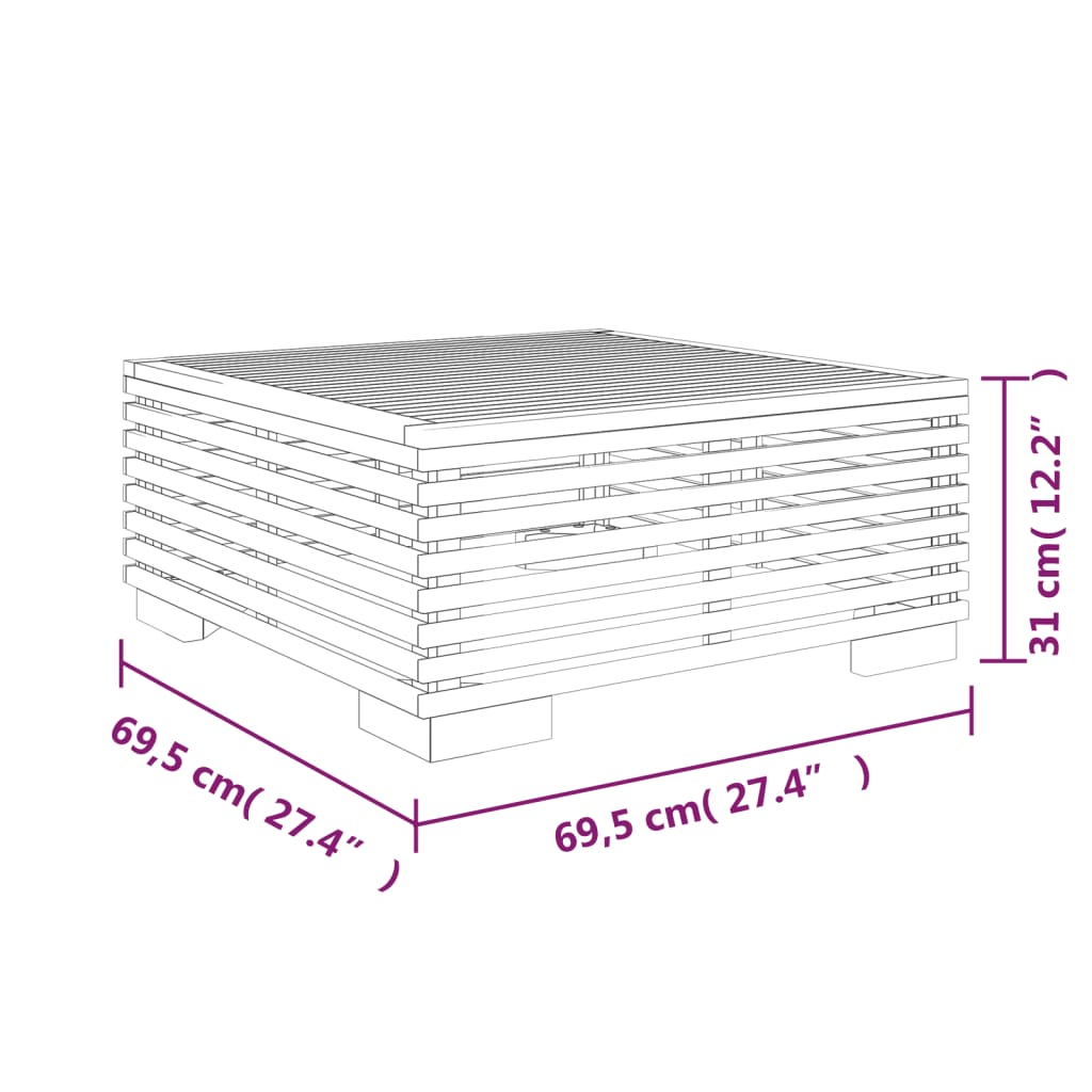 Teak Wood Garden Coffee Table – 69.5x69.5x31 cm Outdoor Charm