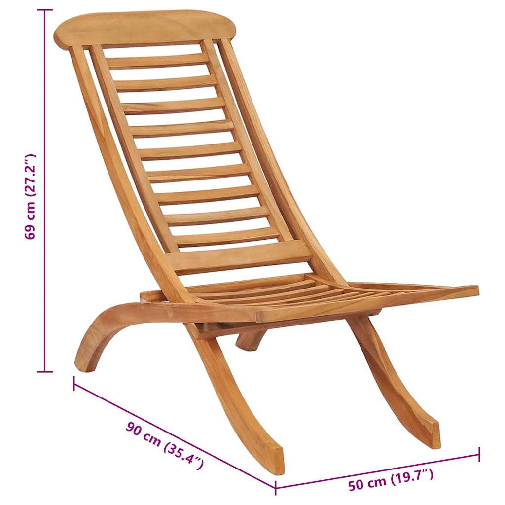 Solid Teak Folding Garden Chair 50x90x69 cm - Durable Outdoor Seating
