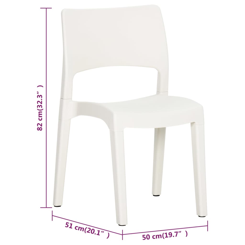 2-Piece White Polypropylene Garden Chairs - Stylish & Durable