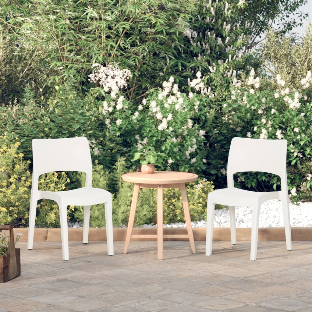 2-Piece White Polypropylene Garden Chairs - Stylish & Durable
