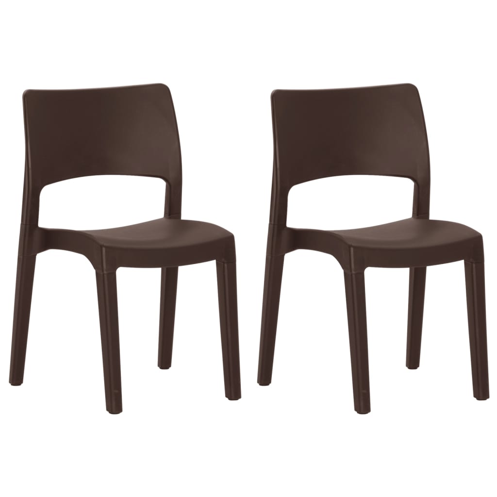 Set of 2 Garden Chairs in Mocha Polypropylene - Durable & Stylish