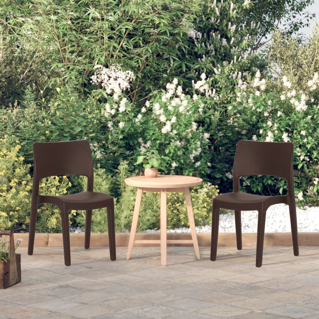 Set of 2 Garden Chairs in Mocha Polypropylene - Durable & Stylish