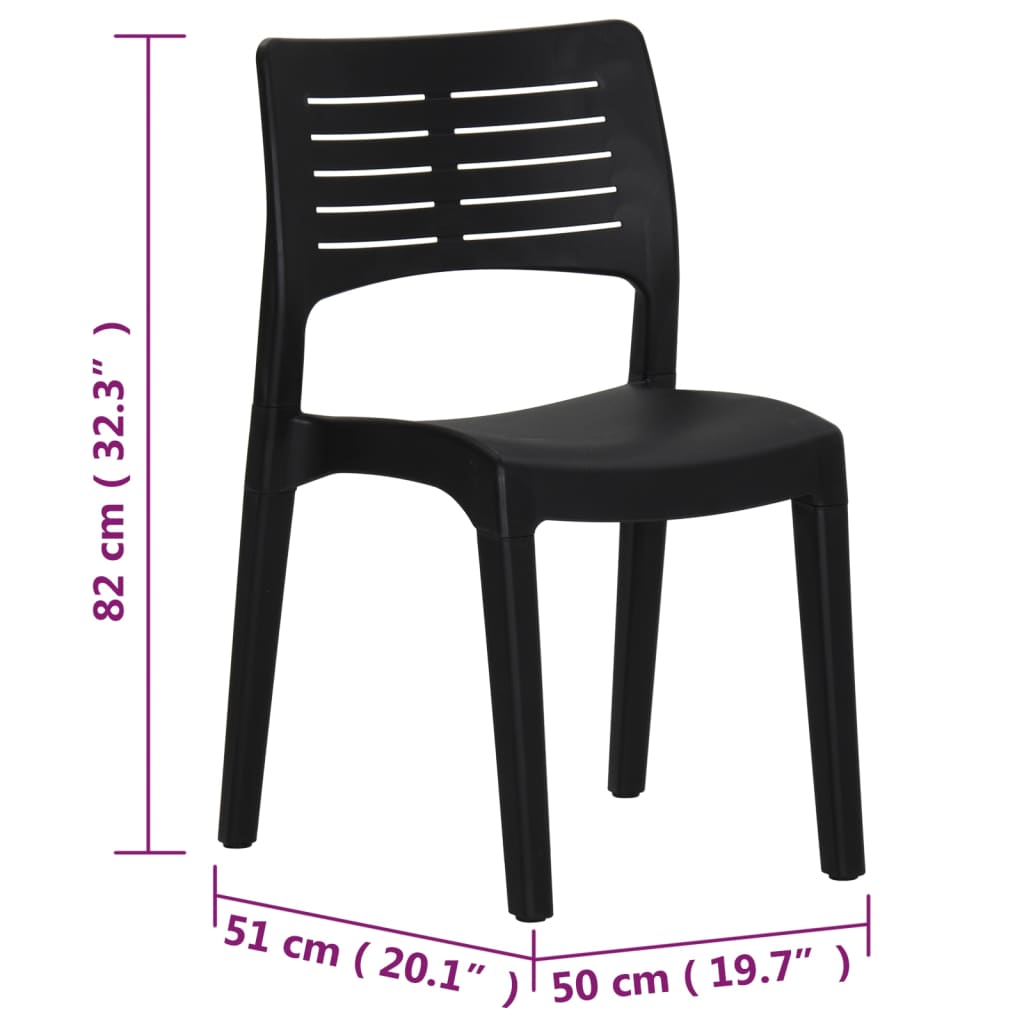 Anthracite Polypropylene Garden Chairs, Set of 2 - Durable & Stylish