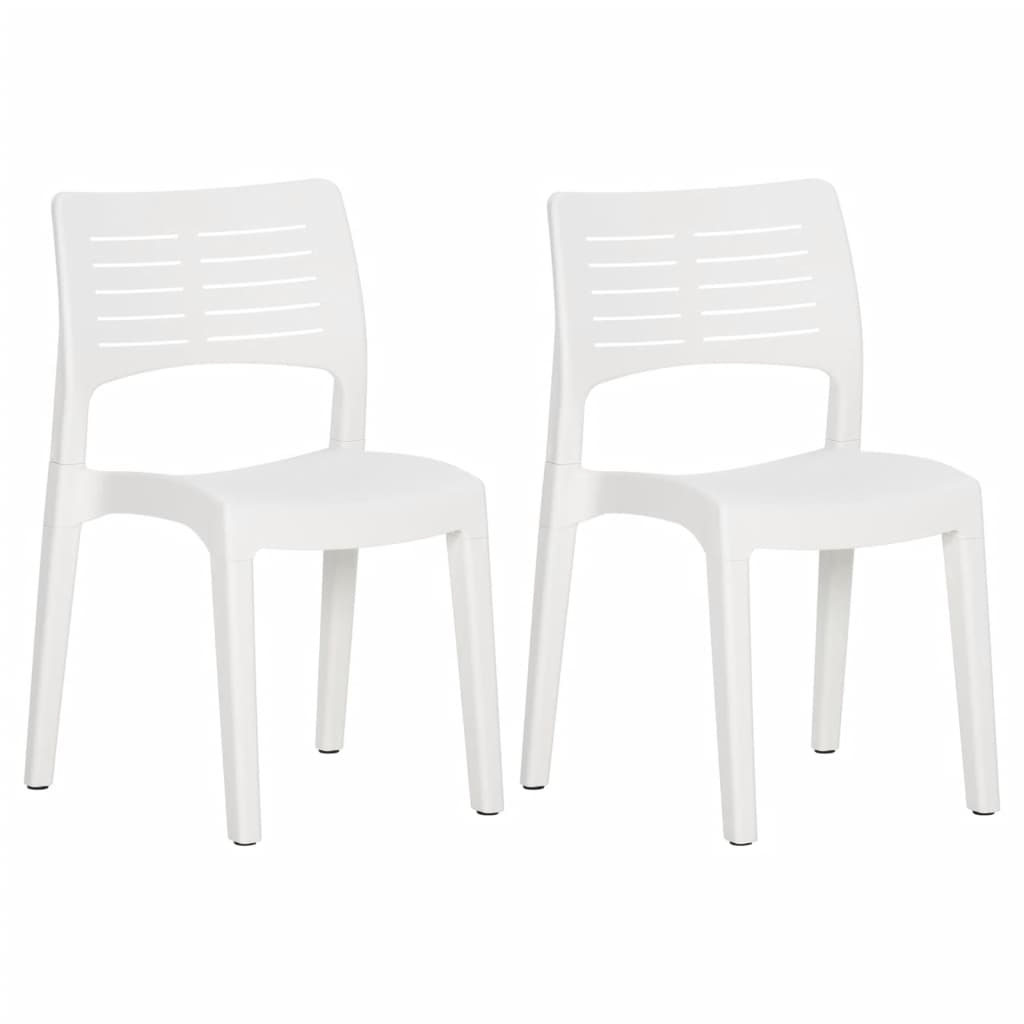White Polypropylene Garden Chairs Set of 2 - Stylish & Durable