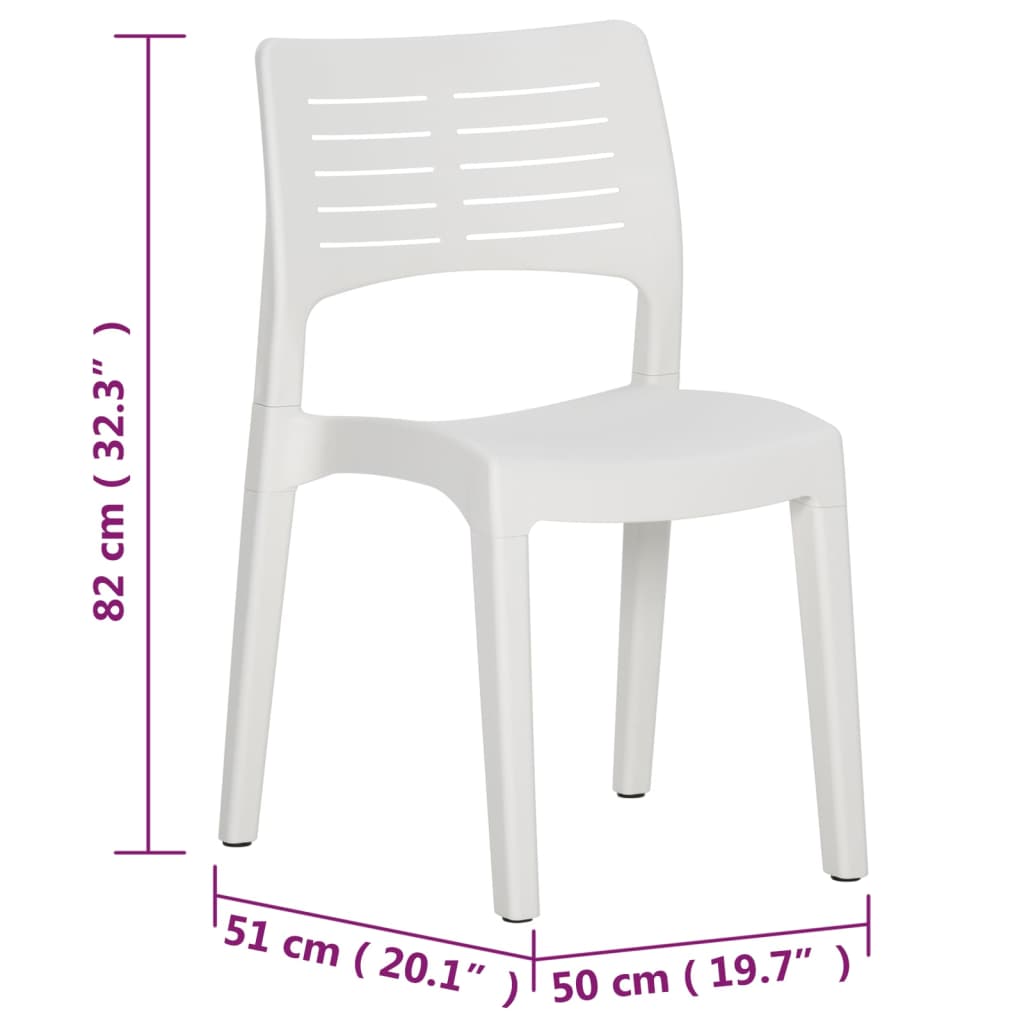 White Polypropylene Garden Chairs Set of 2 - Stylish & Durable