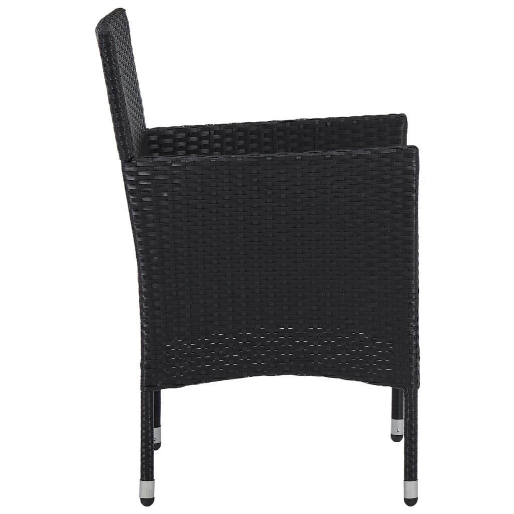 2-Piece Black Poly Rattan Garden Dining Chairs Set