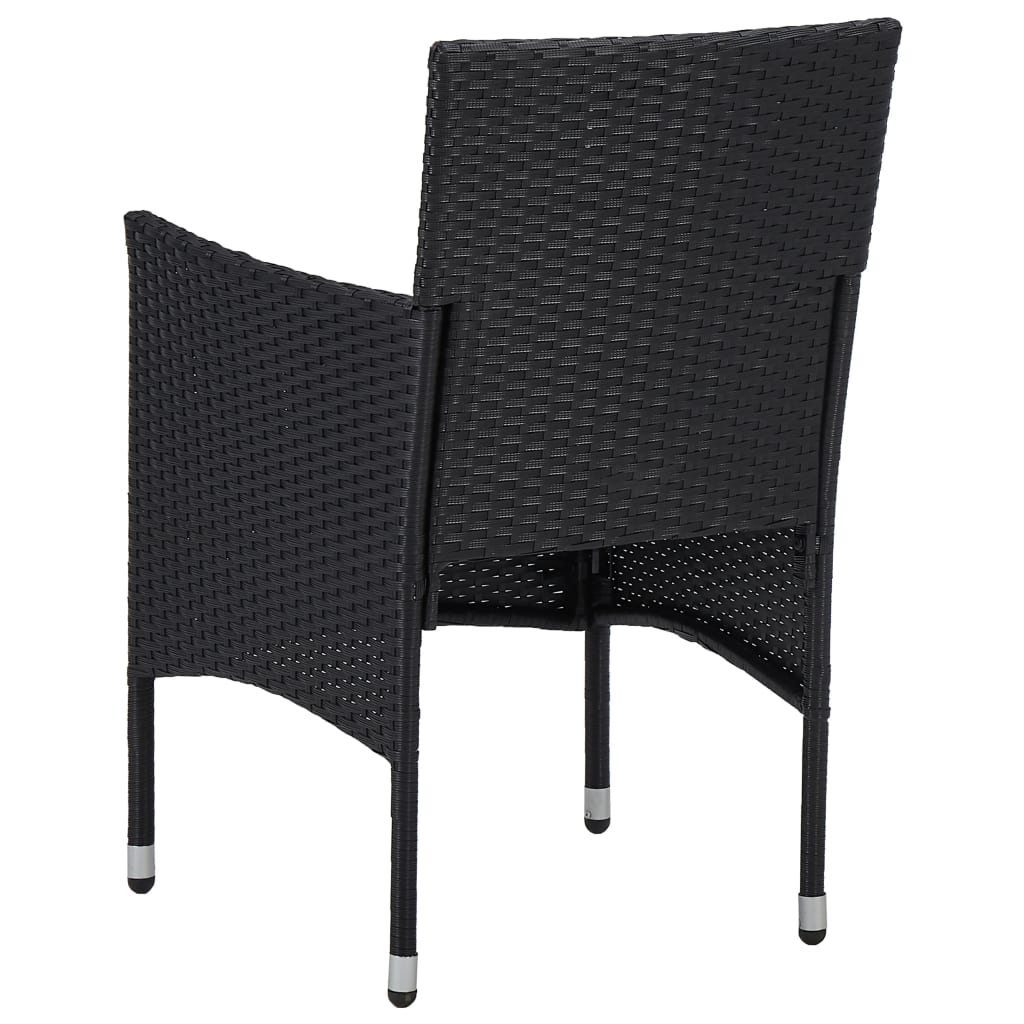 2-Piece Black Poly Rattan Garden Dining Chairs Set