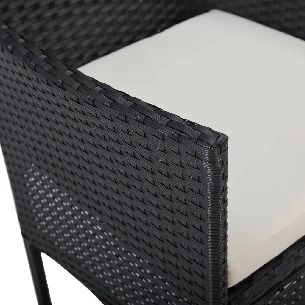 2-Piece Black Poly Rattan Garden Dining Chairs Set