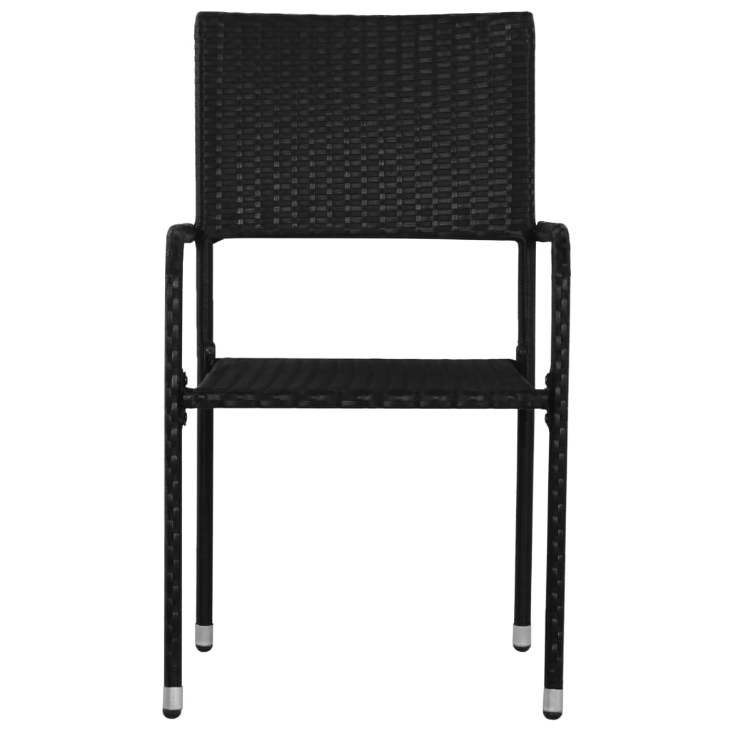 Stackable Black Poly Rattan Garden Dining Chairs, Set of 2