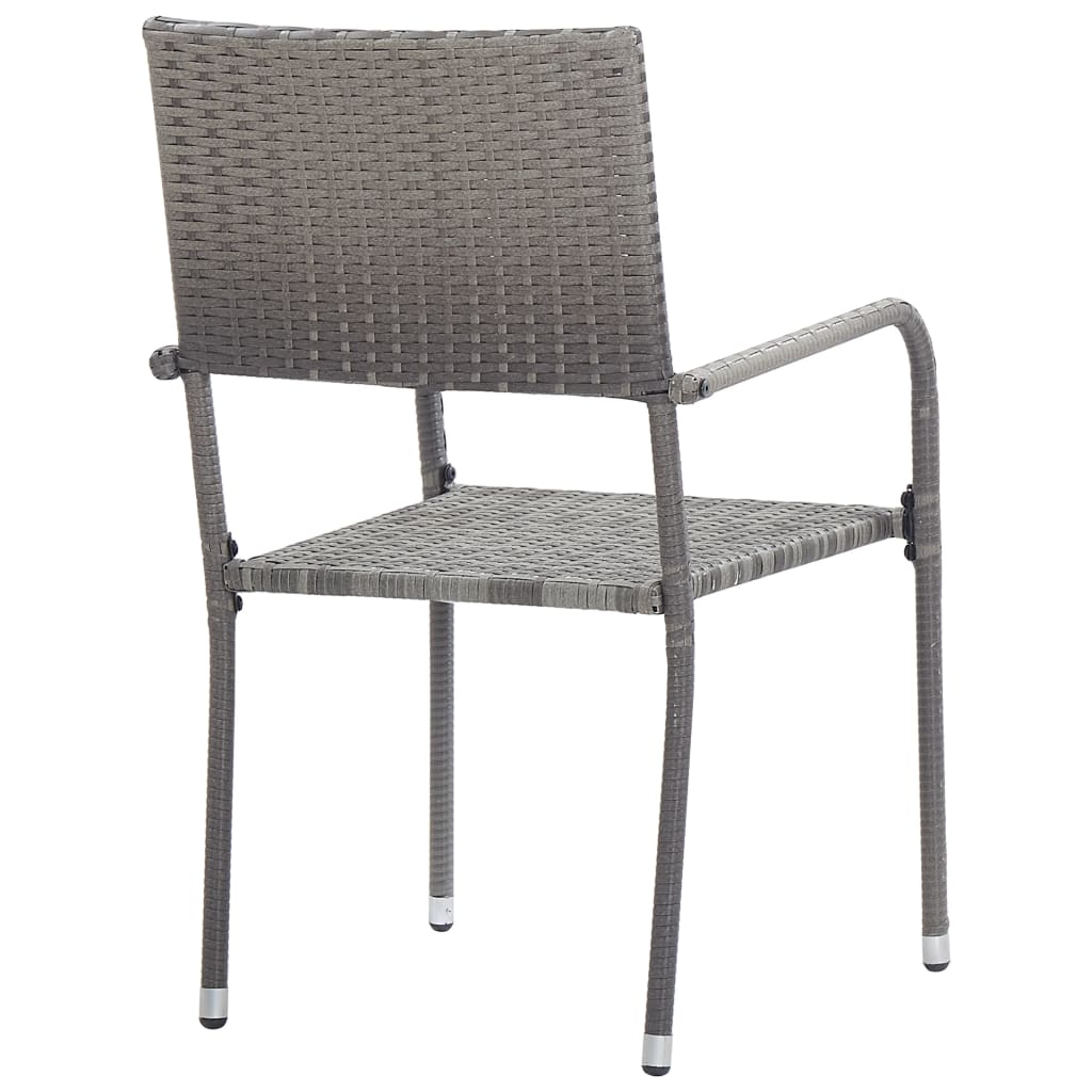 Stackable Grey Poly Rattan Garden Dining Chairs - 2 Pack