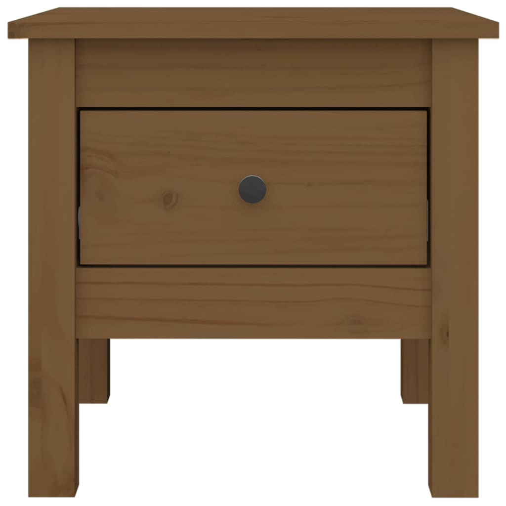 Honey Brown Pine Wood Side Tables, Set of 2, 40x40x39 cm