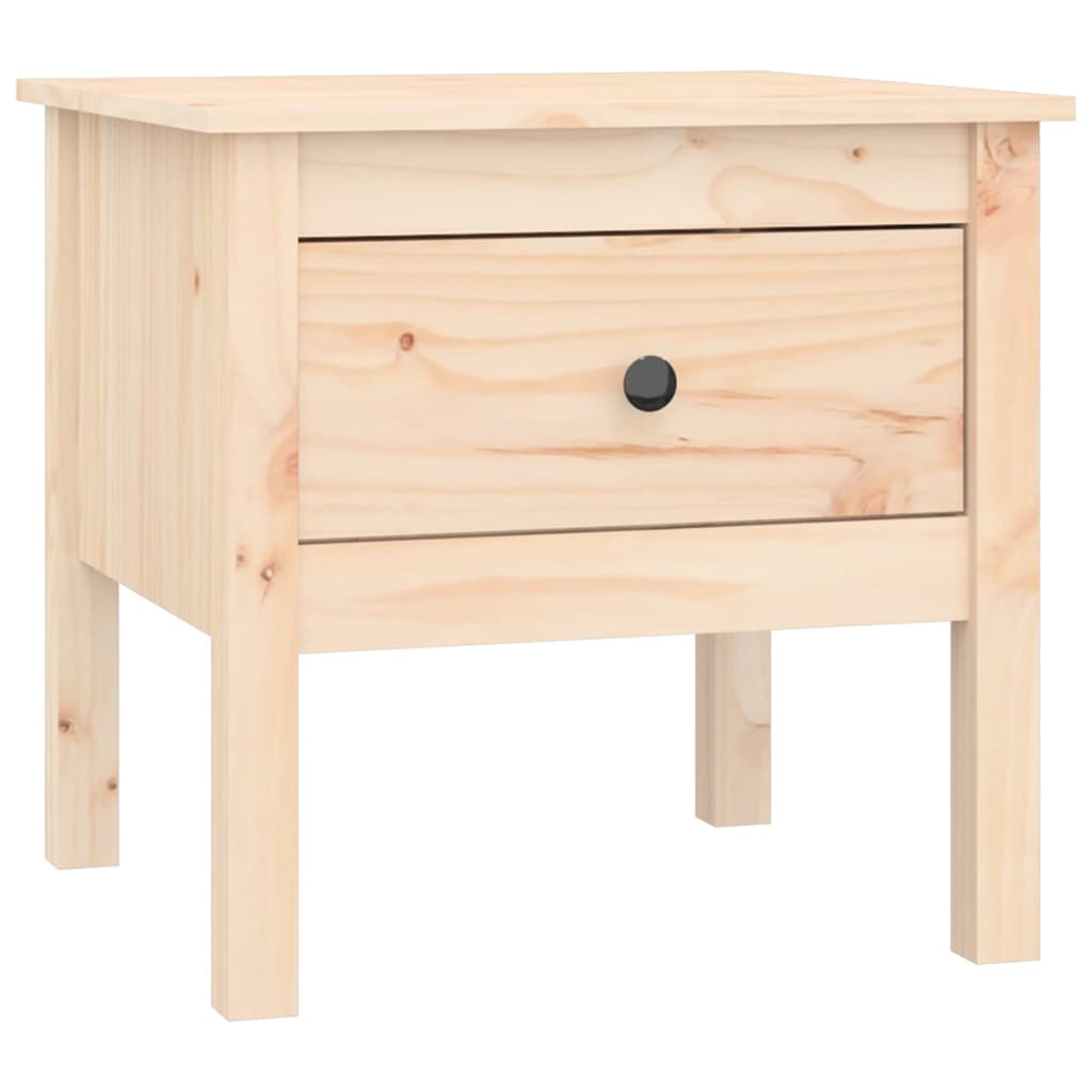 Solid Pine Wood Side Table - 50x50x49 cm, Natural Finish